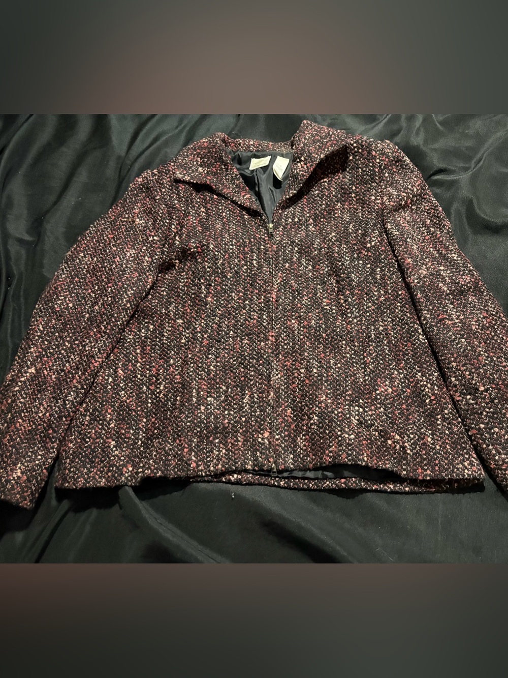 Emma James Black and Pink Tweed Zip Blazer